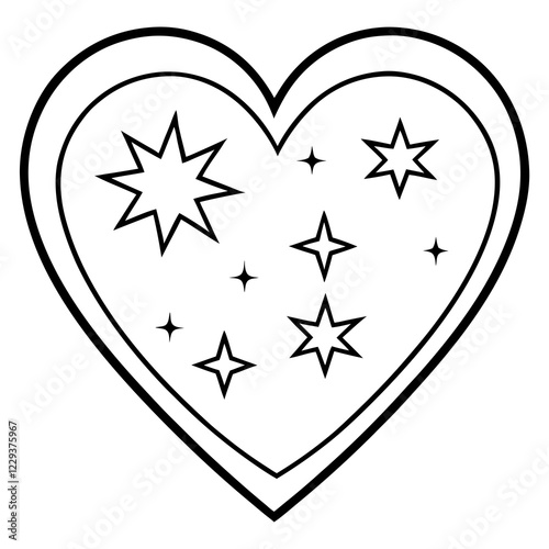 Astral Love Starry Heart Outline Vector