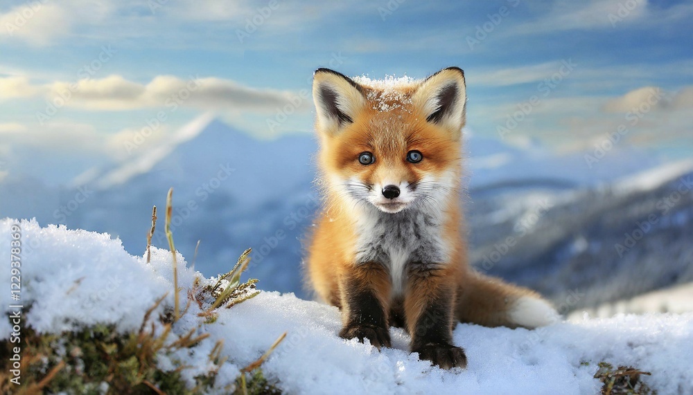 Obraz premium AI generated, animal, animals, mammal, mammals, biotope, habitat, one, individual, young, pup, red fox (Vulpes vulpes)