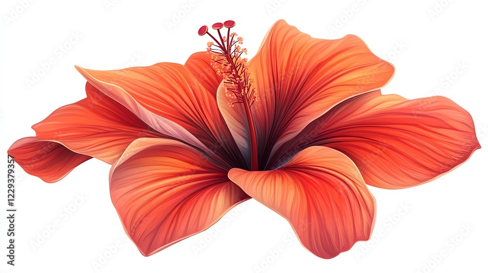 Fototapeta premium Stunning Orange Hibiscus Flower Detailed Illustration