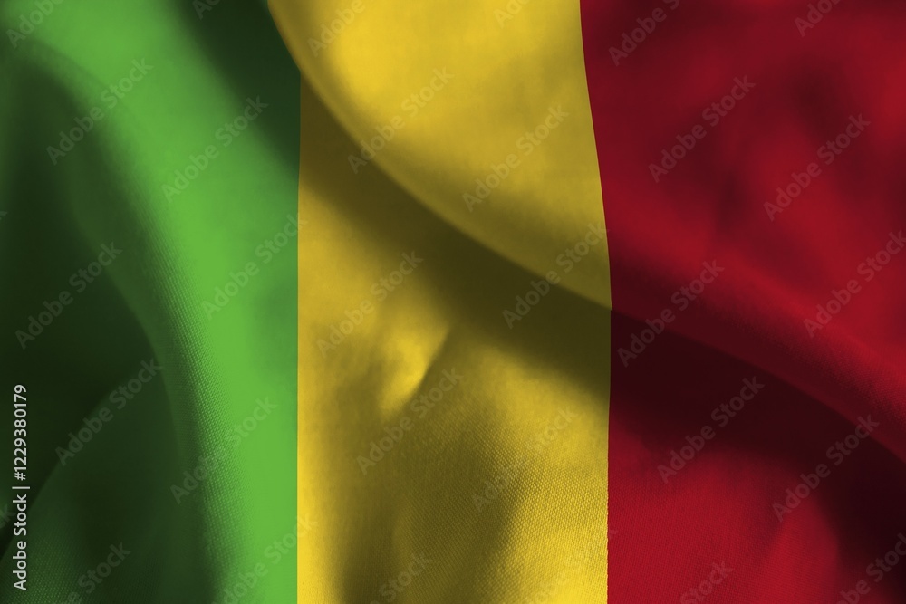 Obraz premium A ruffled fabric flag of Mali