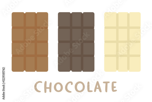 ミルク　ビター　ホワイトチョコレートのイラストセット