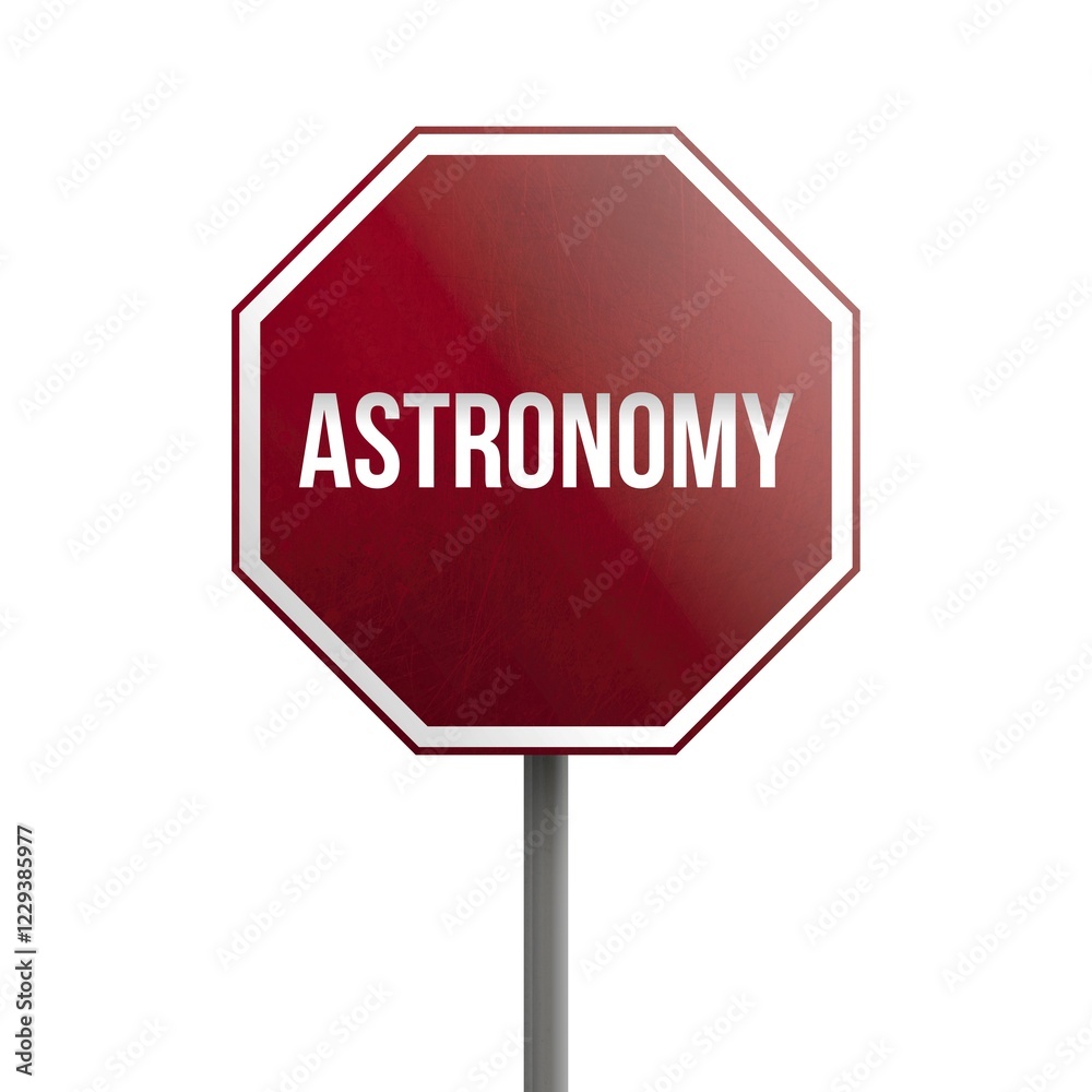 Astronomy, red sign isolated on white background Astronomy, red sign isolated on white background
