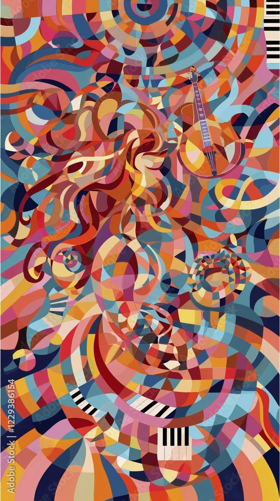 Fototapeta premium Vibrant abstract artwork with swirling colorful patterns creating a lively, playful atmosphere, AI generated