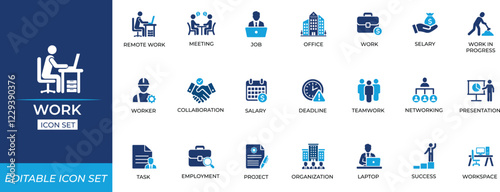 Work icon set. Solid icon collection. Vector illustration design.