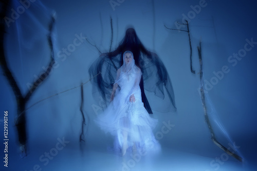 Vászonkép Ballet dancers of mist and light, twirling endlessly in spectral ballet, dissolving into air, lost in motion