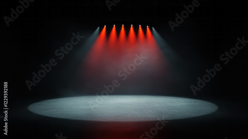 A serene image of an empty circus ring under muted lights, evoking the quiet potential before the showâ€™s excitement, photo