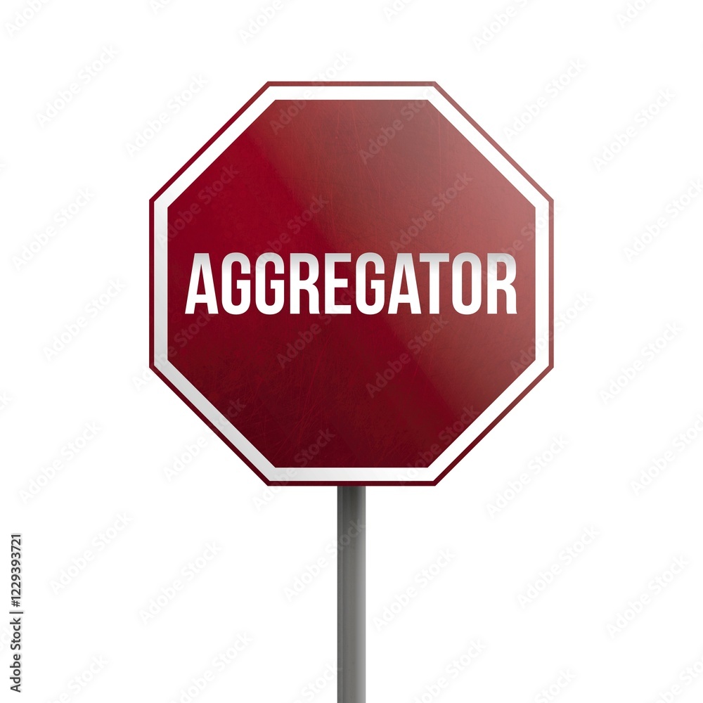 Aggregator, red sign isolated on white background Aggregator, red sign isolated on white background