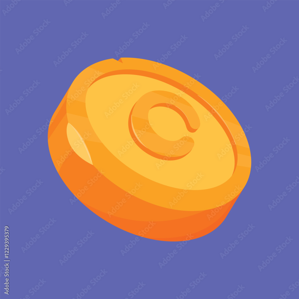 Fototapeta premium Gold Coin Vector Illustration. golden game currency money icon vector. game currency 