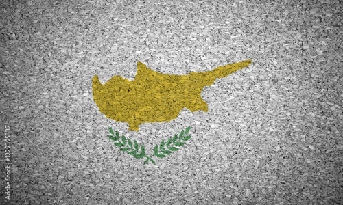 Photography The Cypriot flag painted on a cork board