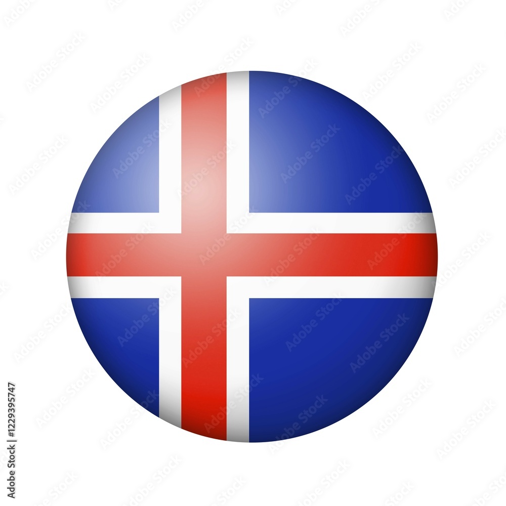 The Icelandic flag. Round matte icon. Isolated on white background The Icelandic flag. Round matte icon. Isolated on white background