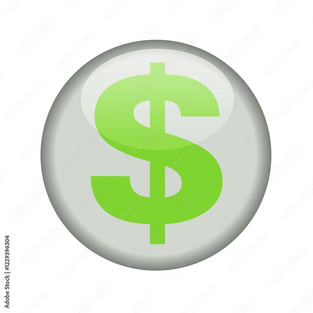 Glossy icon with a dollar sign. Isolated Glossy icon with a dollar sign. Isolated