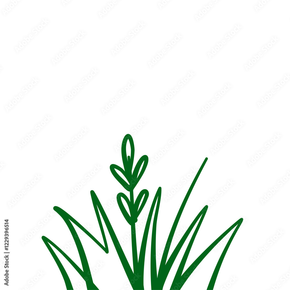 Fototapeta premium Grass doodle sketch style 