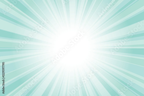 Abstract glowing blue sunburst background. Aquamarine blue glow effect sunburst background for presentation, banner, poster, flyer, sales. Modern pop art poster for summer and spring.