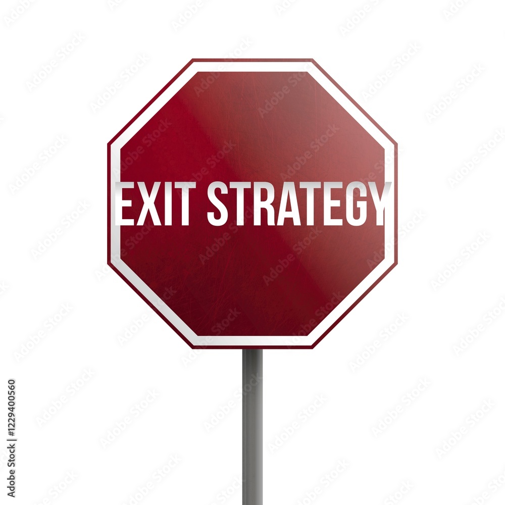 Exit strategy, red sign isolated on white background Exit strategy, red sign isolated on white background