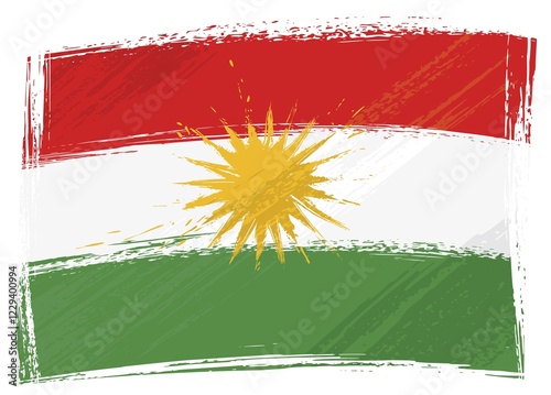 Bild auf Leinwand Kurdistan national flag created in grunge style