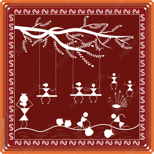 Indian Tribal Art Warli Painting Rural Culture In India	