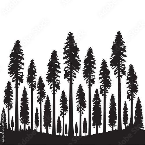 Majestic Redwood Forest Silhouette Vector Illustration for Nature Designs