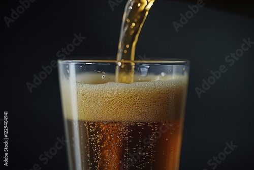 Wallpaper Mural A glass of beer is currently being poured into a glass that is on a table Torontodigital.ca