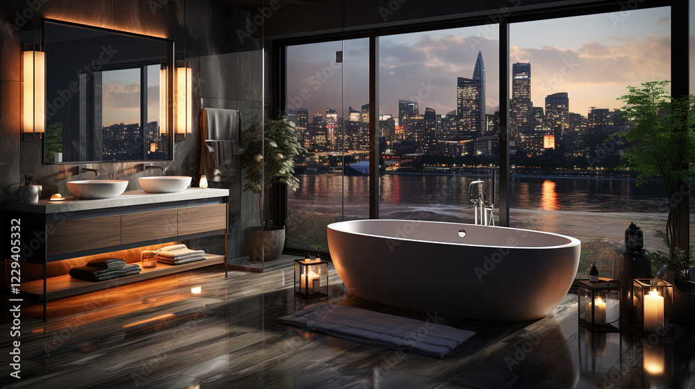 Fototapeta premium Interior of Modern Luxury Bathroom