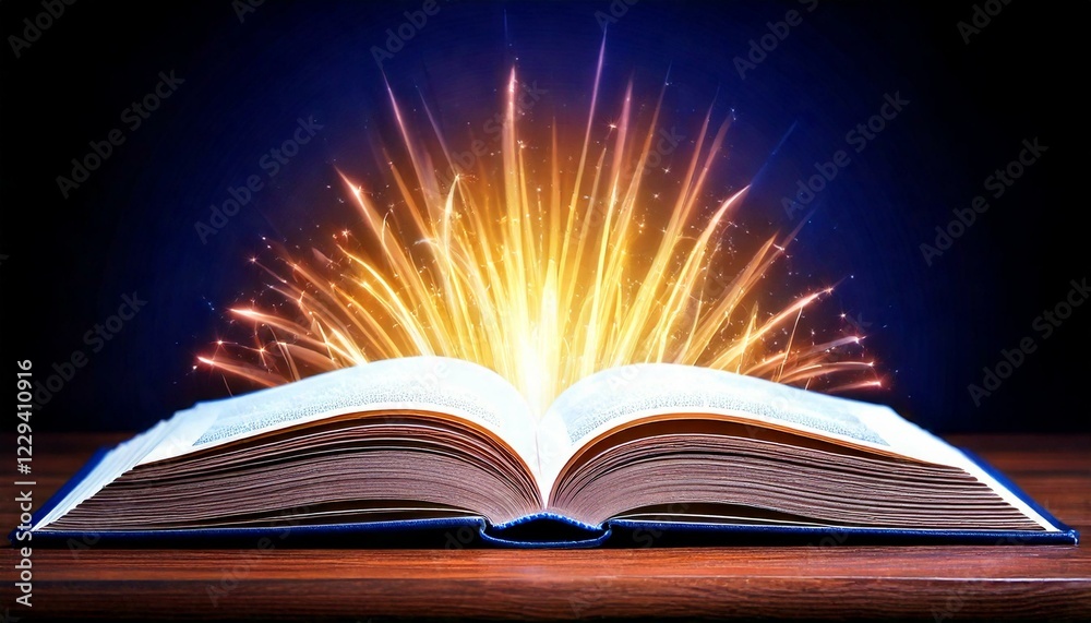 Fototapeta premium Open Book with Glowing Pages Symbolizing Learning Generated image
