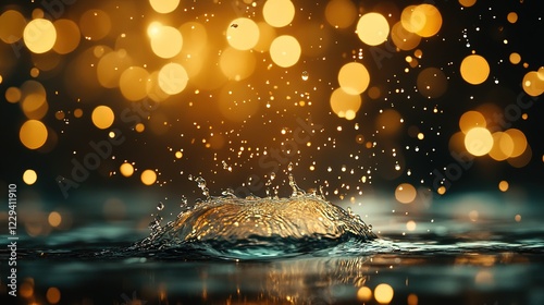 Water splash and drops, bokeh background.