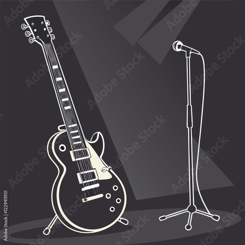  Electric Guitar with a Sleek Black Glossy Finish