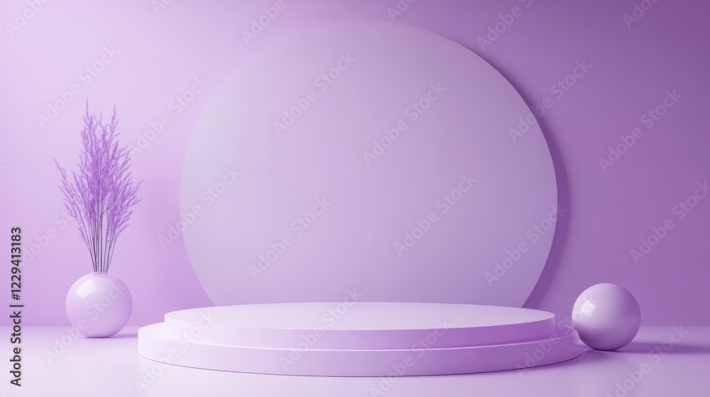 Obraz premium Creative presentation stage setup minimalist studio digital design soft lavender background