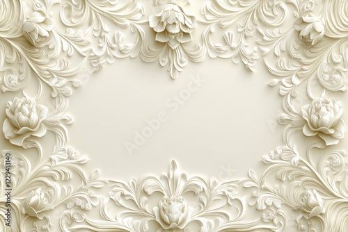 Wallpaper Mural Elegant white floral relief design with intricate detailing on a smooth background Torontodigital.ca