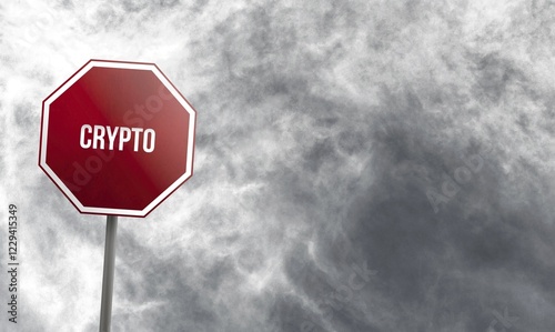 Obraz na płótnie Crypto, red sign with clouds in background