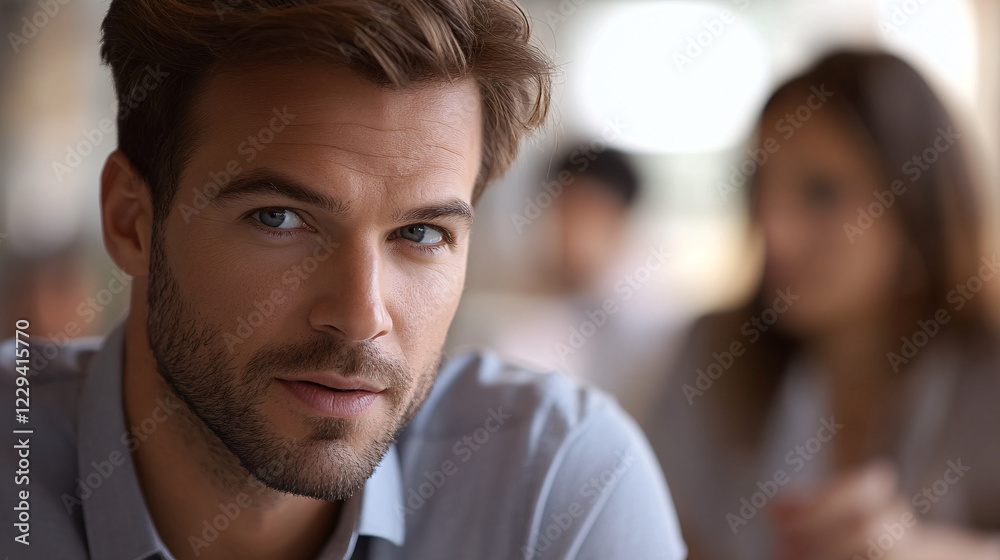 Close up Thoughtful Businessman Contemplating Strategy Close up Thoughtful Businessman Contemplating Strategy