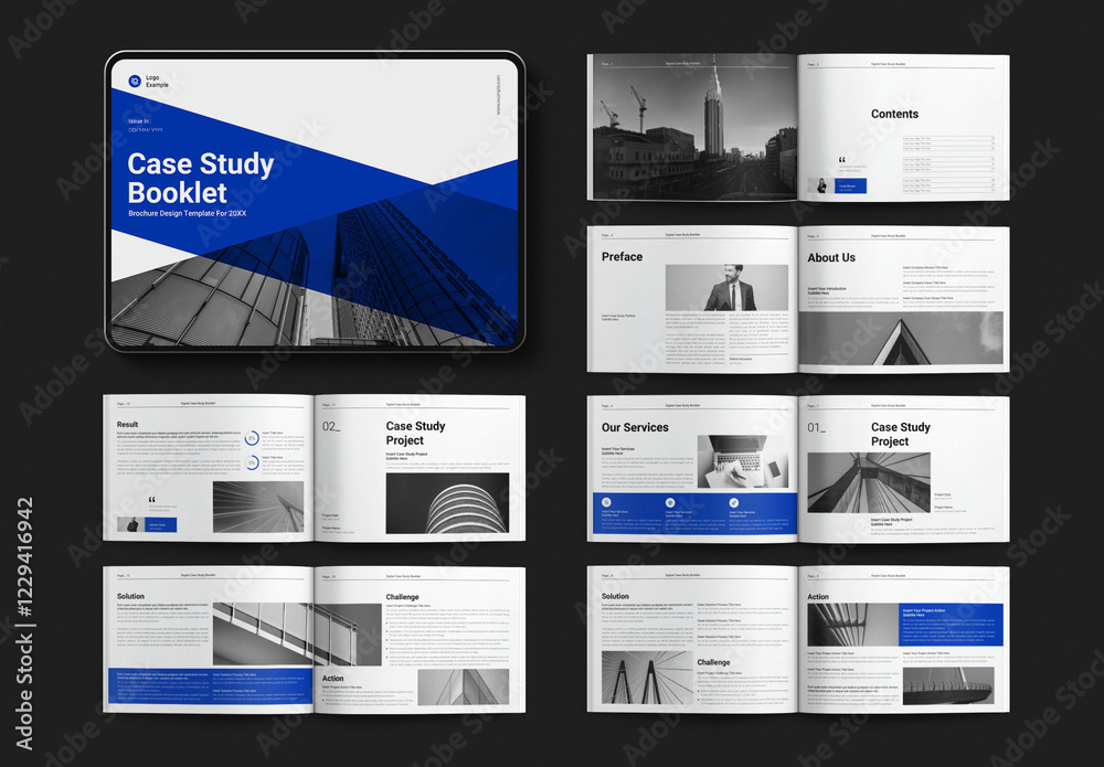 Digital Case Study Booklet Template Design Layout Landscape Stock ...