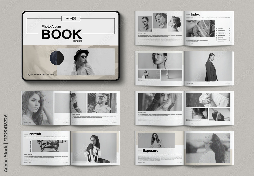 Digital Photo Album Book Template Design Layout Landscape Stock ...
