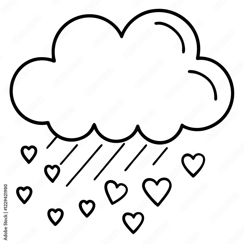 Cloud Drizzling Love Line Art Design Cloud Drizzling Love Line Art Design