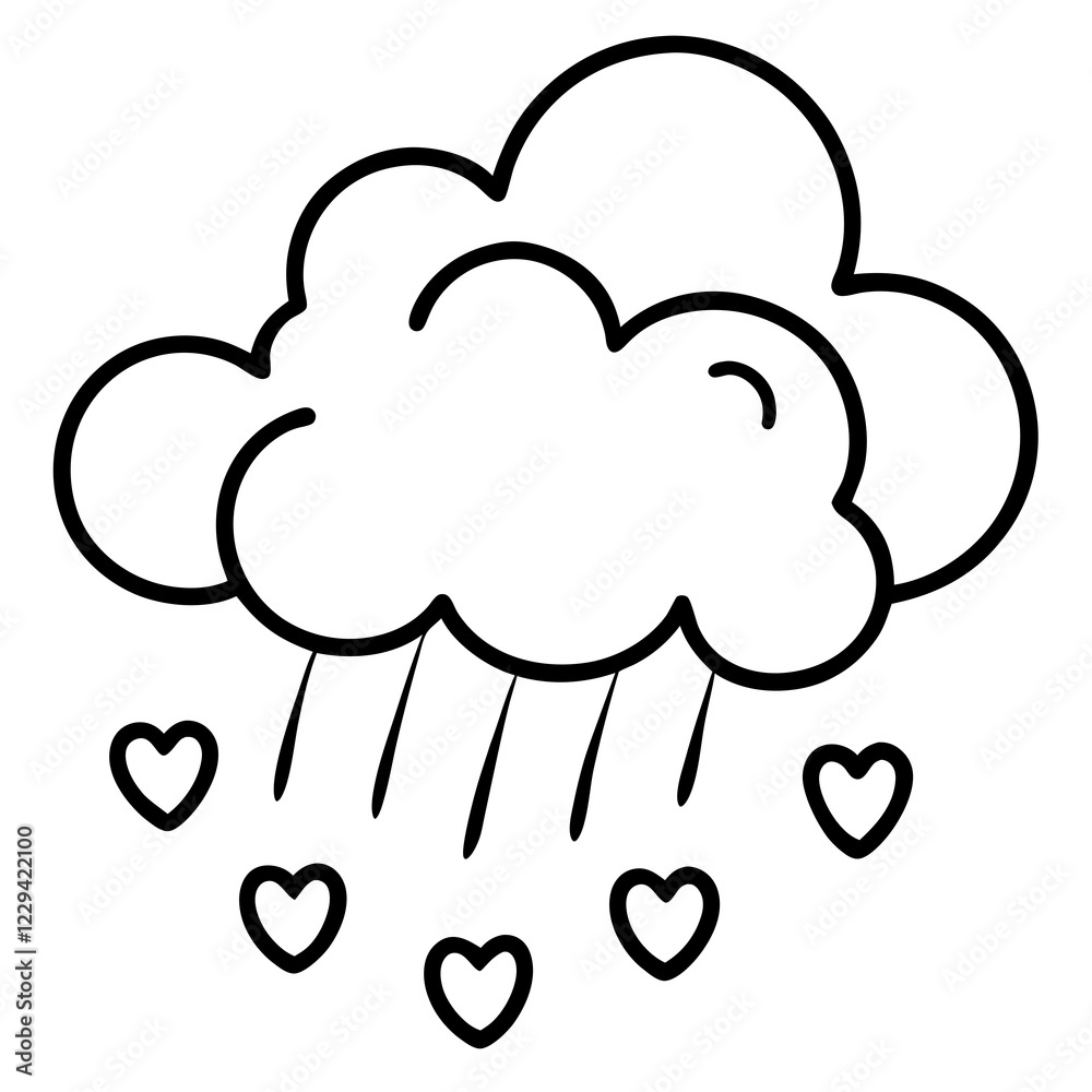 Cloud Drizzling Love Line Art Design Cloud Drizzling Love Line Art Design