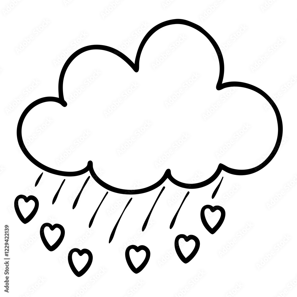 Cloud Drizzling Love Line Art Design
