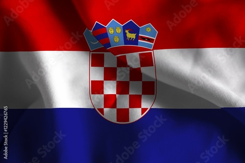 Φωτογραφία A ruffled fabric flag of Croatia