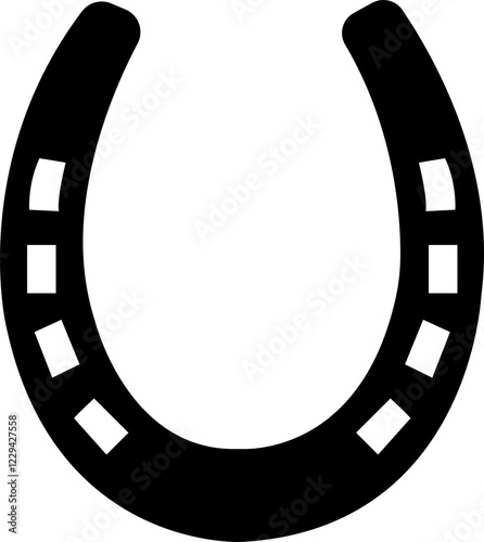 Horseshoe icon.Good luck symbol. Isolated vector illustration on a white background.Horseshoe, typography, ribbon and good luck fortune sign. Design elements, drawing, vintage hipster .