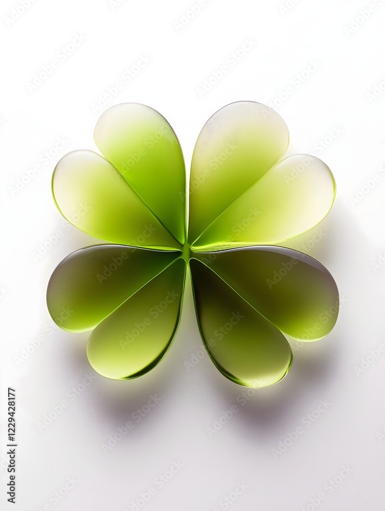 Vibrant Green Four-Leaf Clover Isolated on Light Background - Symbol of Luck, Prosperity, and Nature’s Beauty Vibrant Green Four-Leaf Clover Isolated on Light Background - Symbol of Luck, Prosperity, and Nature’s Beauty