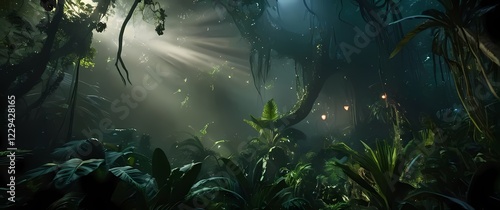 A surreal view capturing the creative energy of a fantasy jungle filled with wonders photo