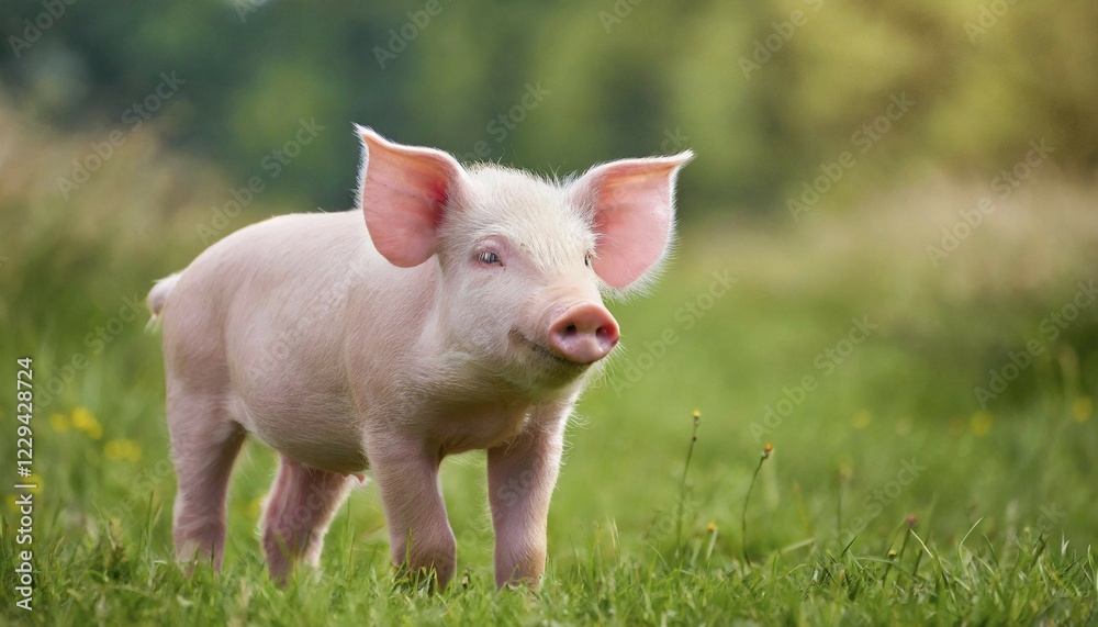 KI generated, A piglet enjoys the spring, Pig, Pigs, (Sus scrofa domesticus), Domestic pigs KI generated, A piglet enjoys the spring, Pig, Pigs, (Sus scrofa domesticus), Domestic pigs