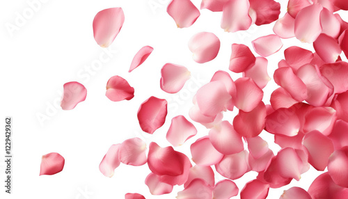 Scattering rose petals isolated on transparent background