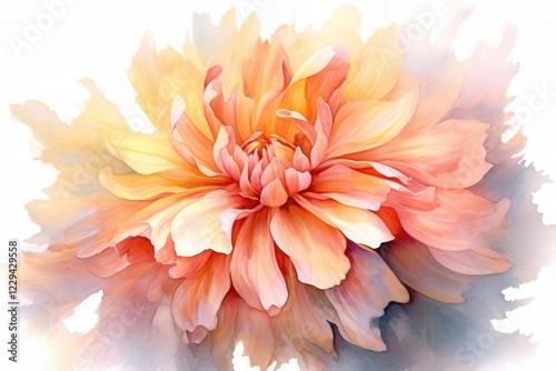 Watercolor Dahlia Flower photo