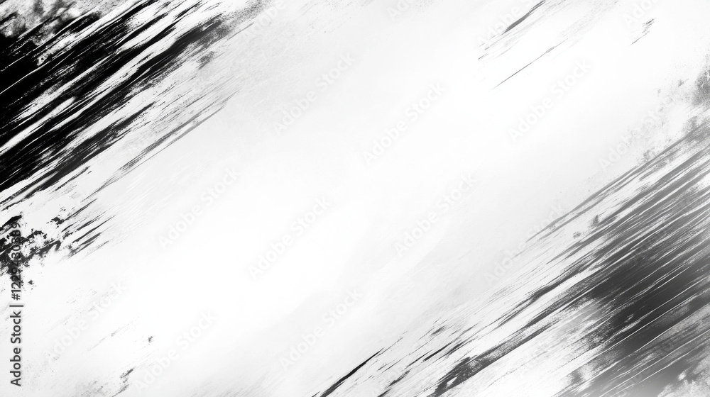 Obraz premium Abstract black and white brush strokes on white background