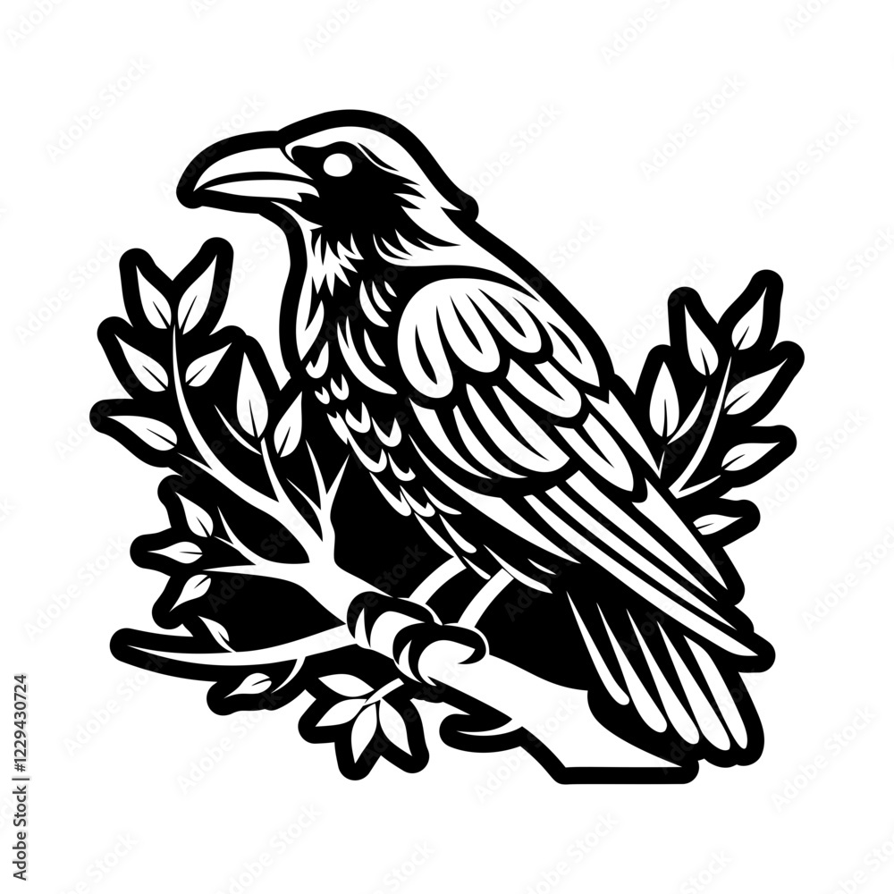 Fototapeta premium Crow symbol icon in solid style