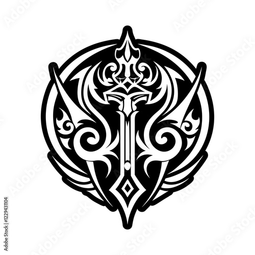 Golden sceptre icon in filled style