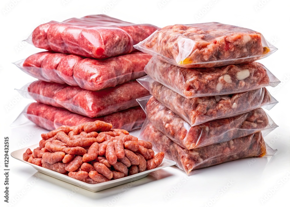 Frozen Pet Food Pile - Raw Diet for Cats & Dogs - Long Exposure Frozen Pet Food Pile - Raw Diet for Cats & Dogs - Long Exposure