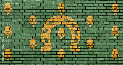 Flag of Rutland painted on brick wall photo