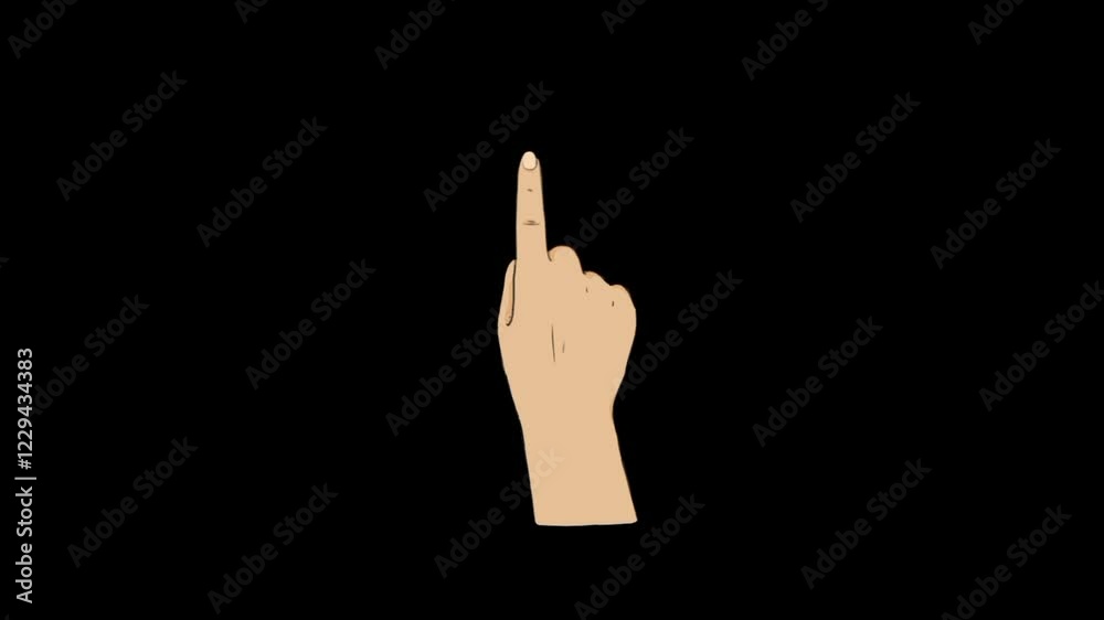 Finger tap. Hand clicking on screen 3d animation
