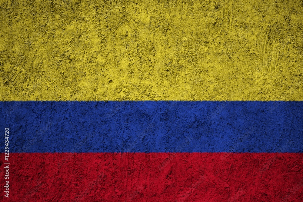 Colombia Flag painted on the cracked grunge concrete wall Colombia Flag painted on the cracked grunge concrete wall
