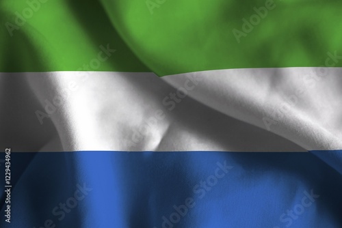 A ruffled fabric flag of Sierra Leone